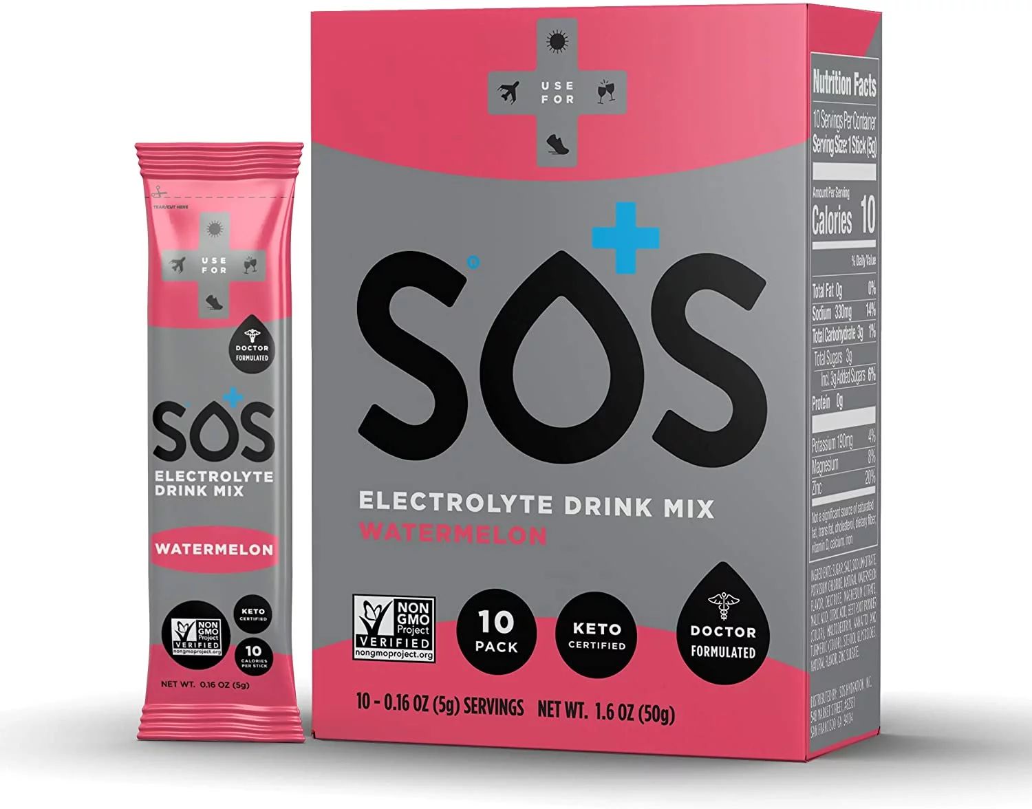 SOS Hydration Electrolyte Drink Mix - 10 Stick Packet Servings | Walmart (US)