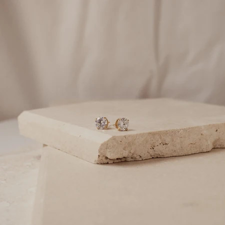 Round Diamond Studs | Caitlyn Minimalist