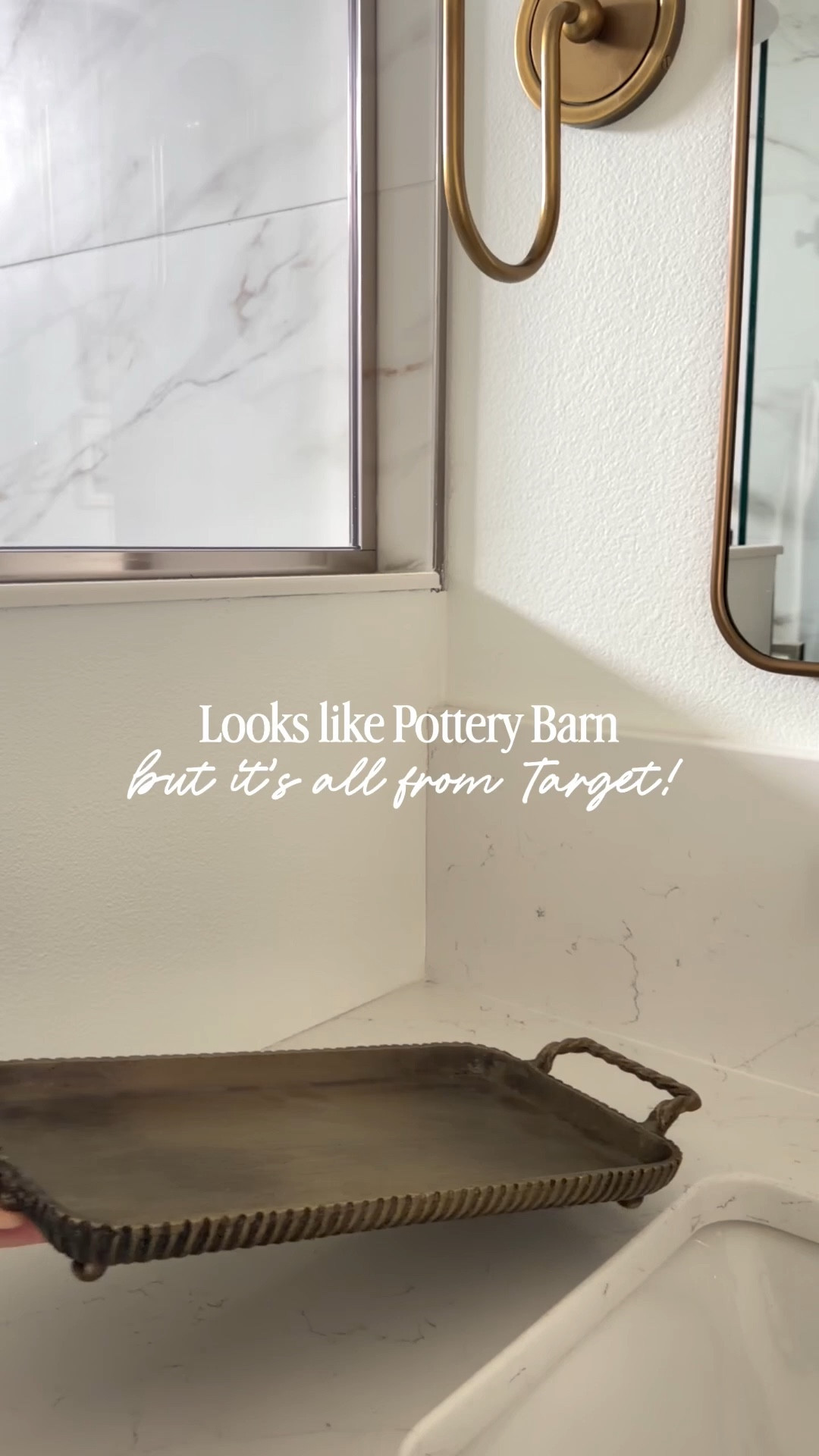 Bathroom refresh that looks high-end but on a budget because it’s all from Target! 🙌 Unfortunately this brass tray is from a few years ago but I linked a similar one. 

We’ve had these waffle towels for over a year and they have held up so well. No shrinking in the dryer like some waffle towels and they are super absorbent. We love them so much. We also bought them in cream. 

#targethome #bathroom #bathroomrefresh #boujeeonabudget 

#LTKHome