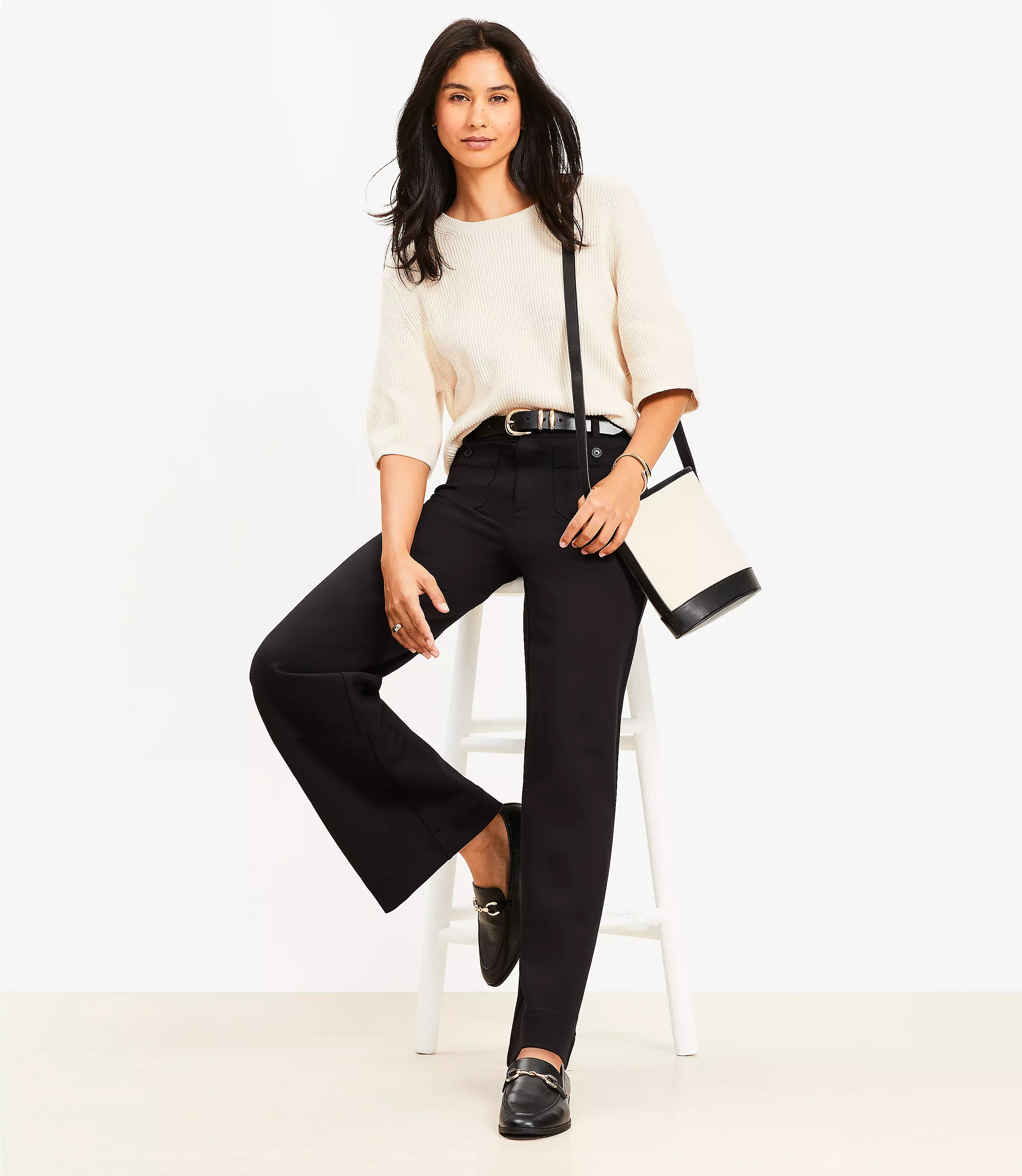 Palmer Wide Leg Pants in Ponte | LOFT