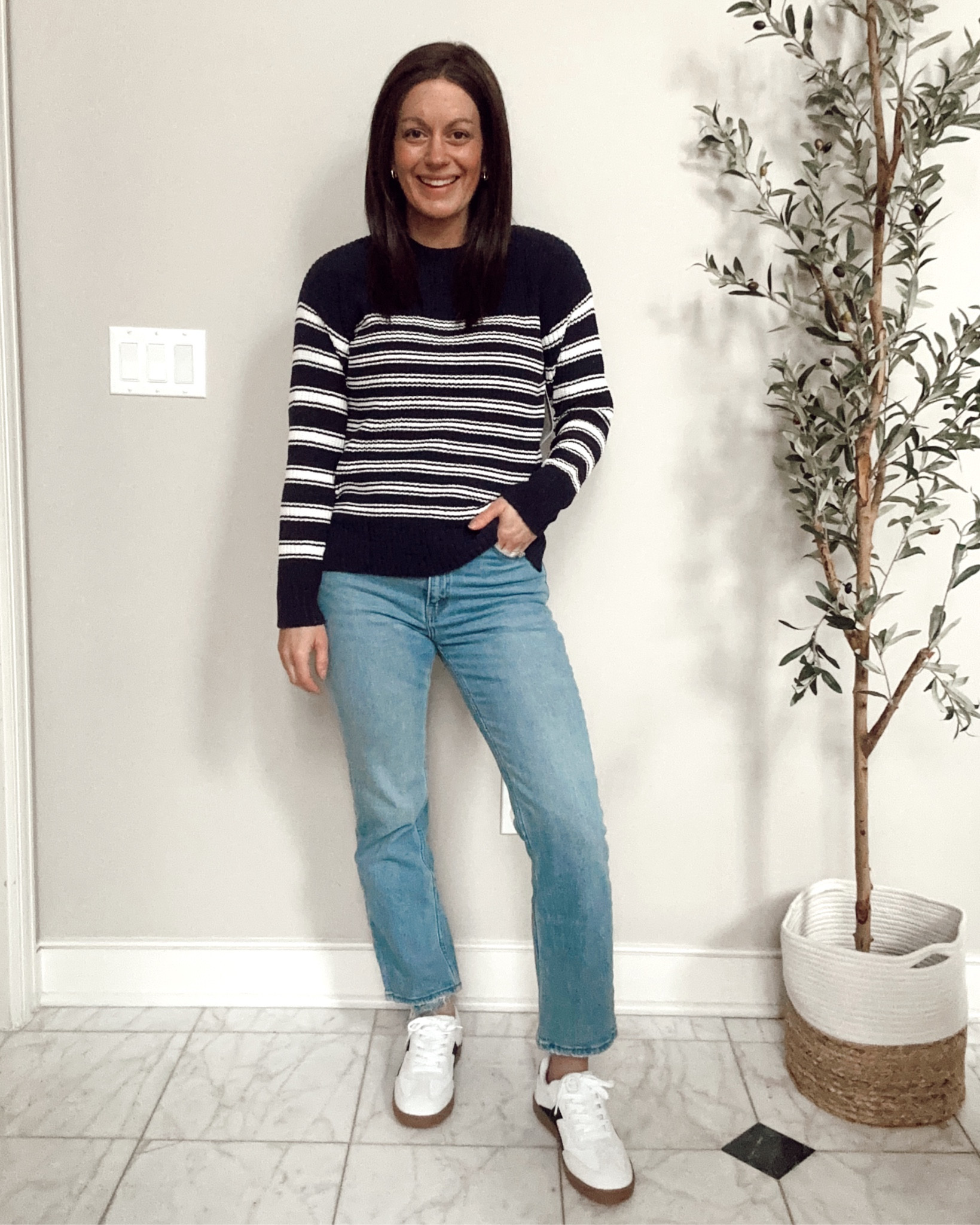 Walmart sweater runs true to size - this is an xs but I need a small. Jeans are from Abercrombie and run a tad small. Walmart sneakers run true to size.



#LTKover40 #LTKstyletip #LTKfindsunder50