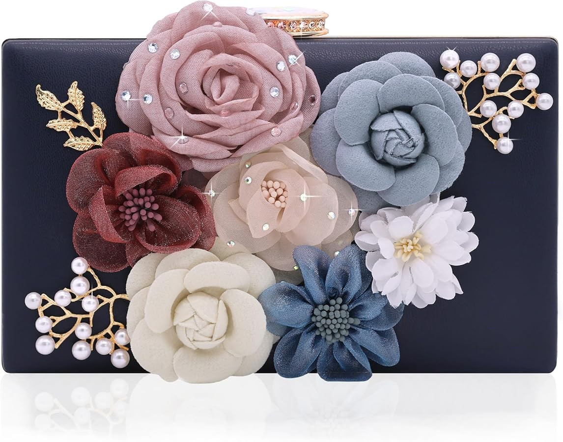 Evening Bag for Women, Flower Wedding Evening Clutch Purse Bride Floral Clutch Bag | Amazon (US)
