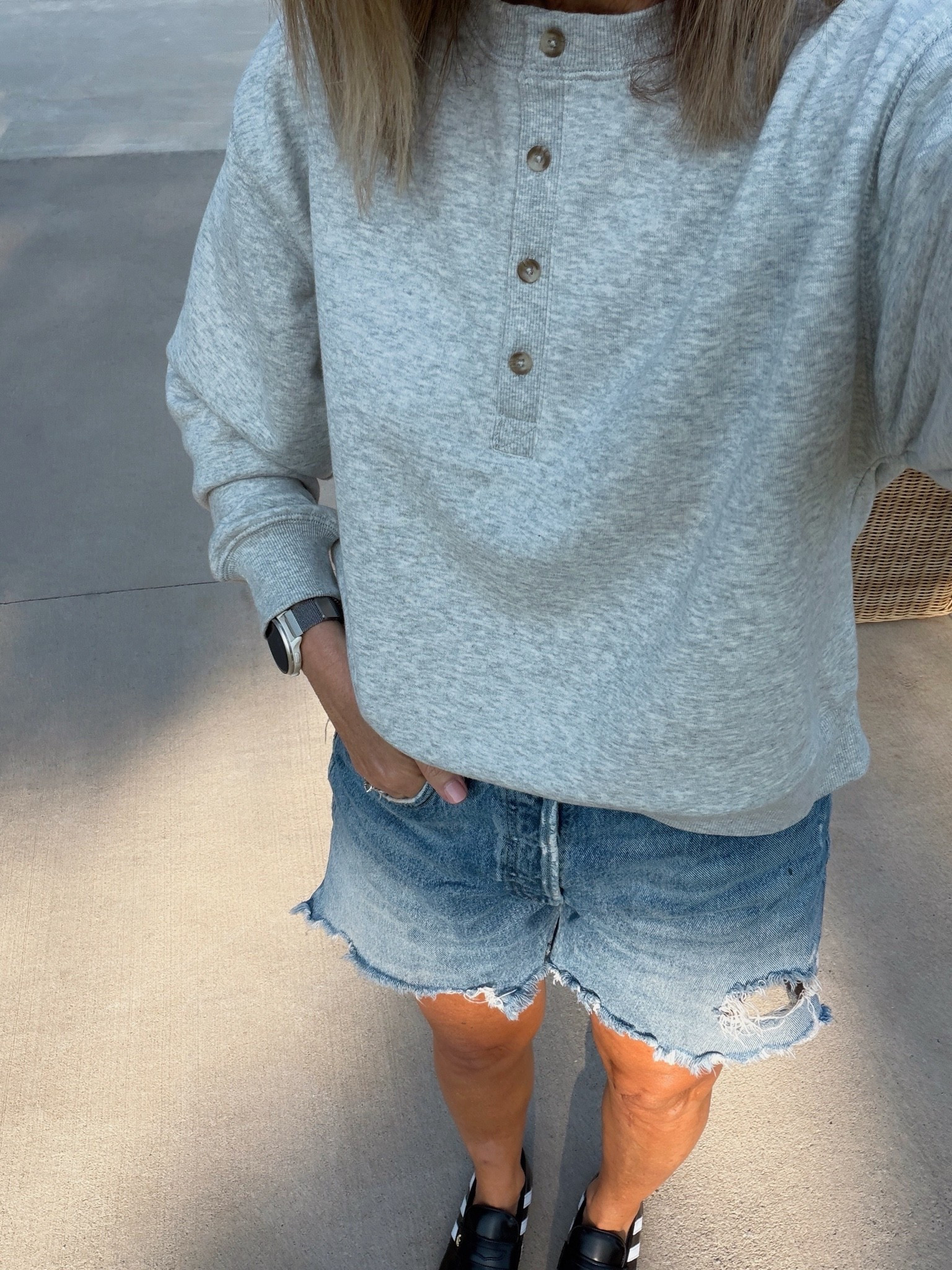 Wearing a medium in this cute Henley sweatshirt

#LTKOver40