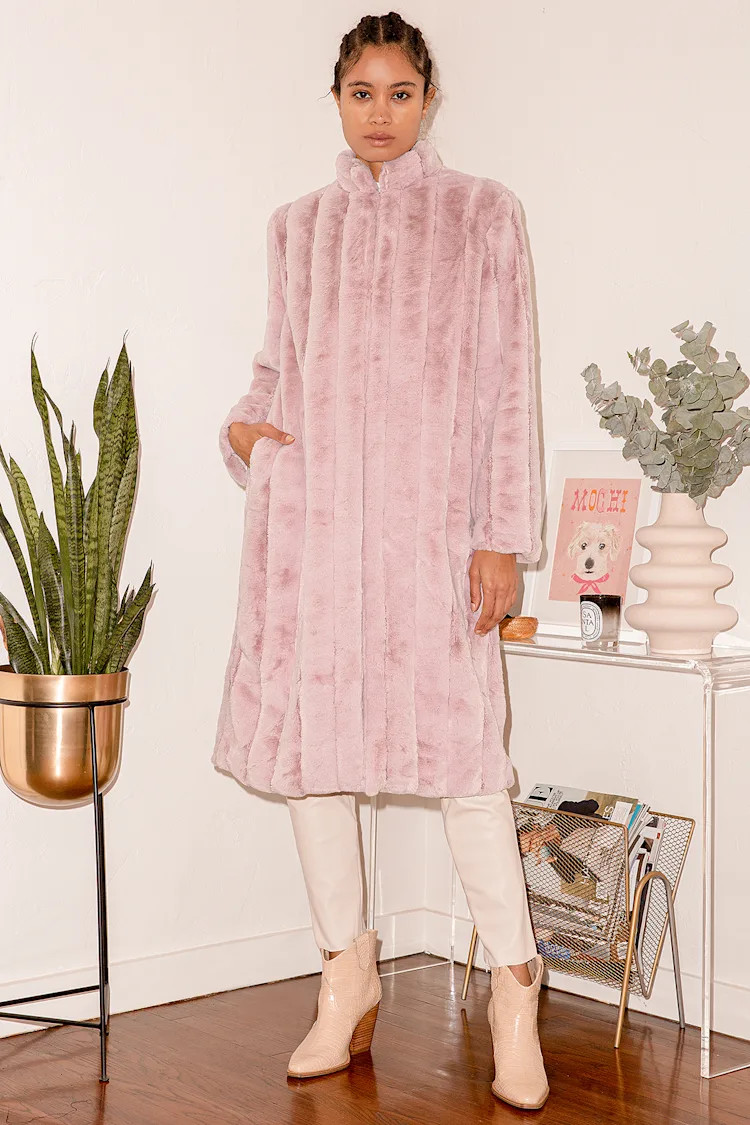 Cozy Queen Blush Pink Faux Fur Long Coat | Lulus (US)