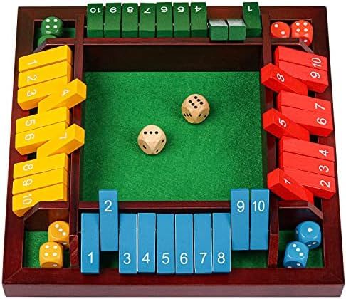 Coogam Shut The Box Dice Game Wooden Board Math Number Game Family Pub Bar 1-4 Players with 10 Co... | Amazon (US)