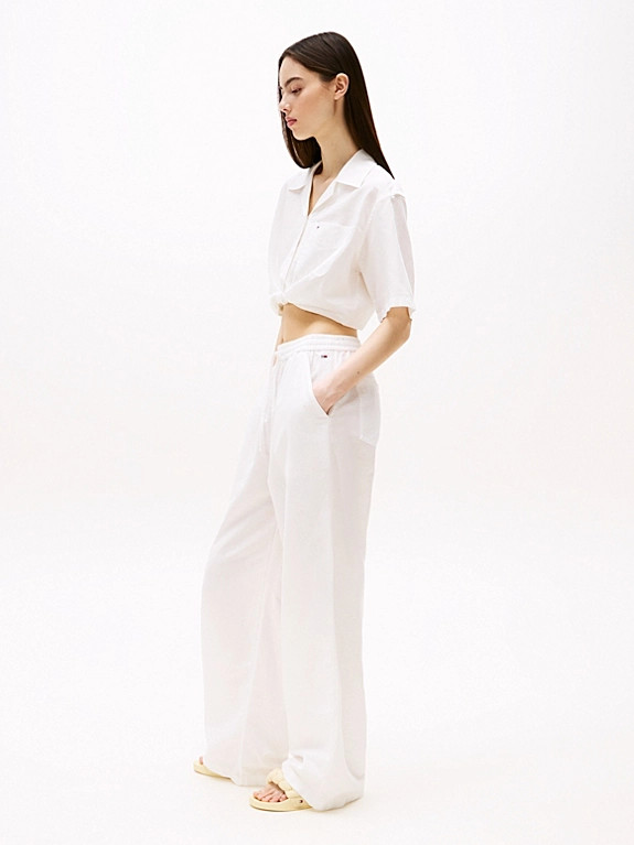 Wide Leg Trousers With Linen | Tommy Hilfiger UK