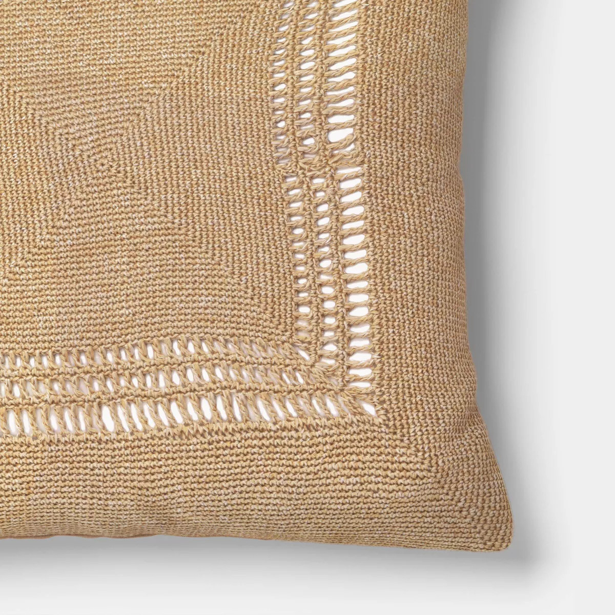 20"x20" Natural Weave Outdoor Patio Throw Pillow Tan - Threshold™ designed with Studio McGee | Target