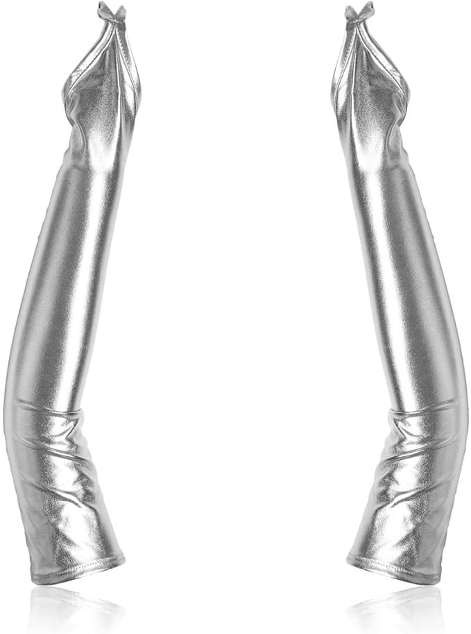 Huralona Womens Long Metalic Satin Gloves Sexy Wet Look Elbow Length Gloves for Evening Party Cos... | Amazon (US)