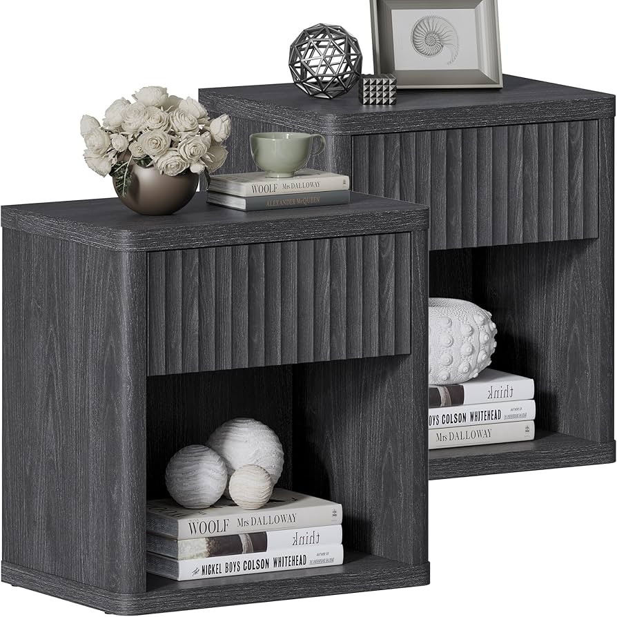 SICOTAS Night Stand Set of 2 Nightstands with Drawer Storage Fluted Bed Side Table End Table Larg... | Amazon (US)