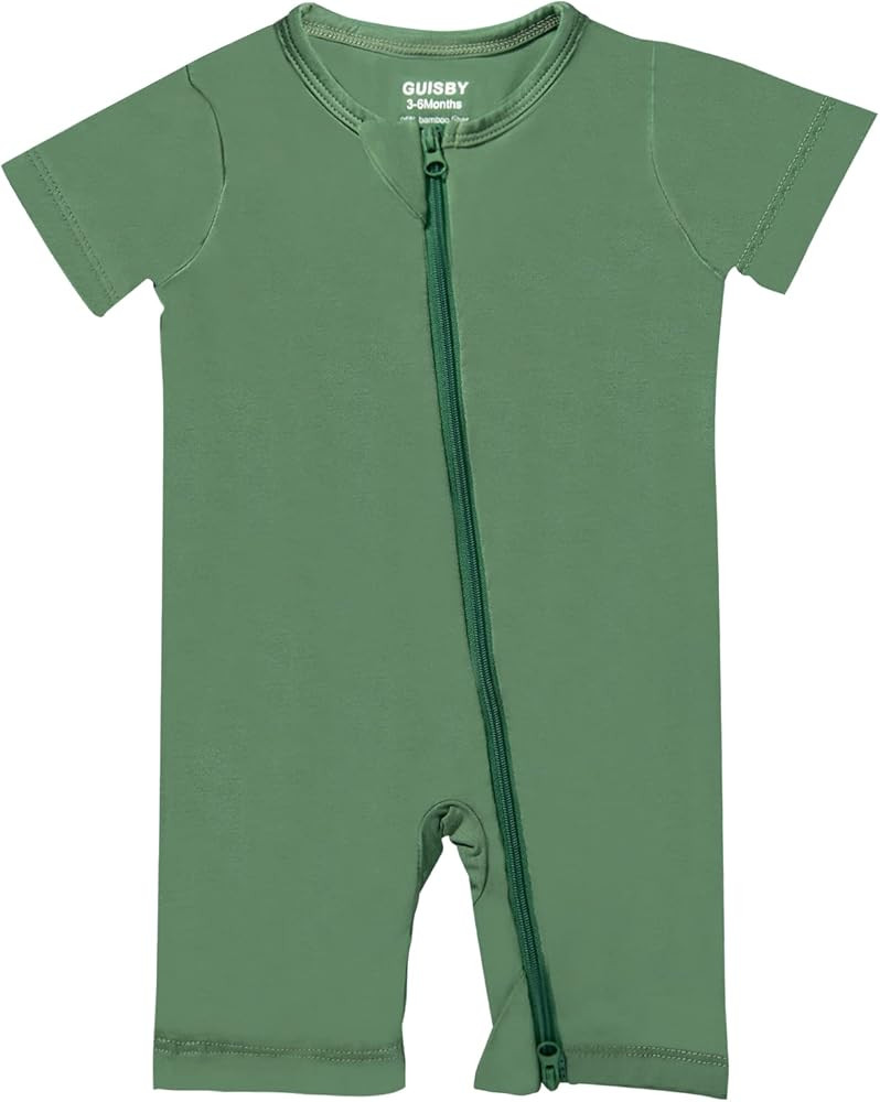 GUISBY Rayon Made From Bamboo Baby Pajamas, Short Sleeve Footless Rompers, 2 Way Zipper Sleeper | Amazon (US)