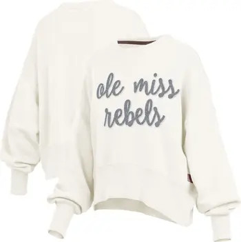 Women's Pressbox Cream Ole Miss Rebels Chelsea Oversized Pullover Sweatshirt | Nordstrom