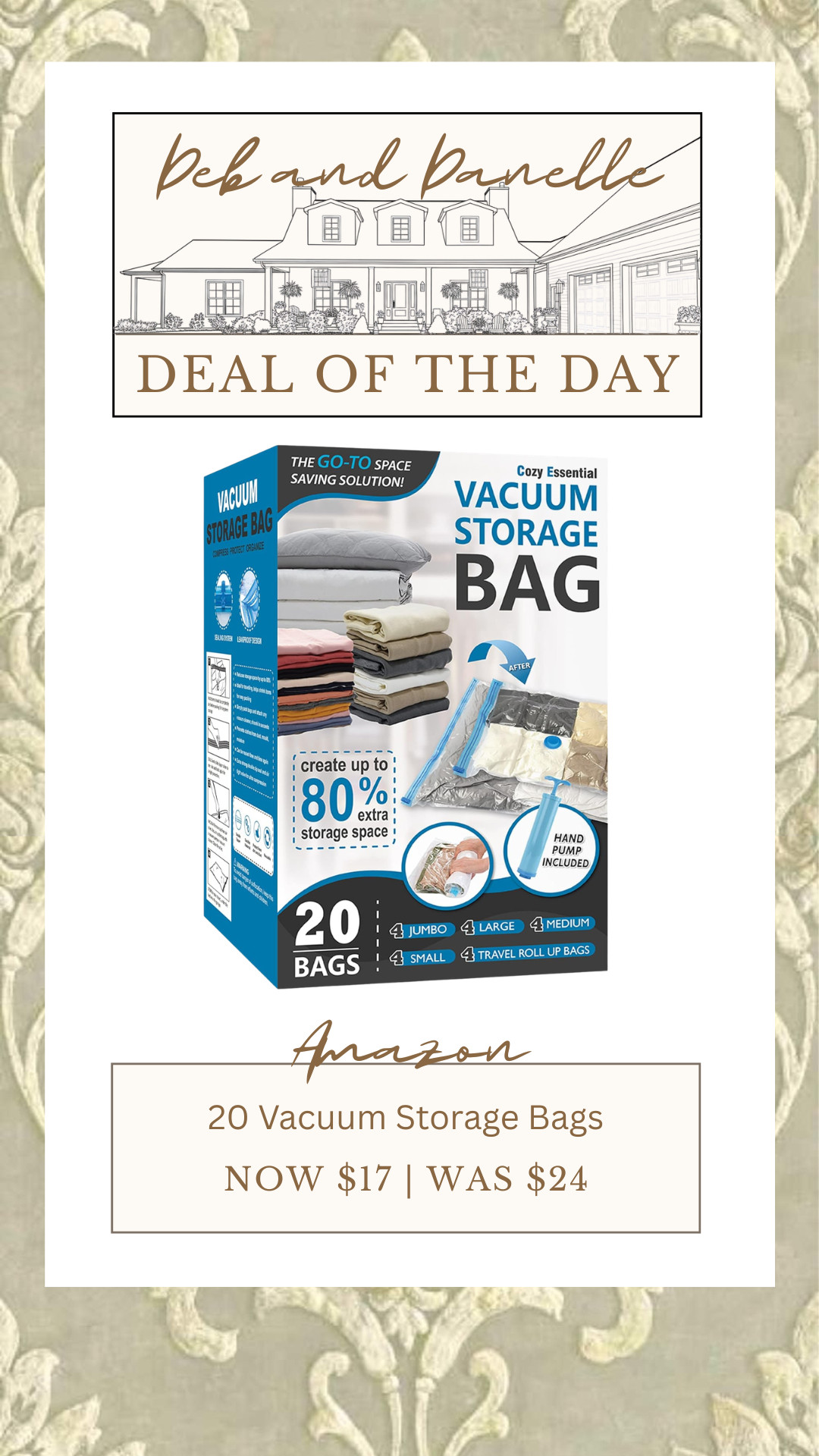 If you are about to do some Summer traveling, you will want a set of these vacuum storage bag. This set of 20 includes the pump for an amazing price right now.  

 #LTKHome #LTKSaleAlert #LTKTravel