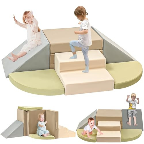 6-Piece Toddler Climbing Toys Indoor, Foam Climbing Toys for Toddlers, Soft Play Baby Climbing Blocks for Crawling and Sliding, Safe Climbing Play Set Indoor Gym Equipment for Toddler1-3, Infant, Baby | Amazon (US)