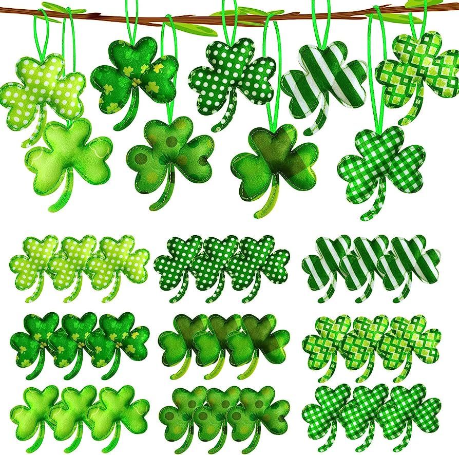 27 Pieces St. Patrick Day Shamrocks Ornament for Tree Fabric Green 3D Large Felt Shamrocks Orname... | Amazon (US)