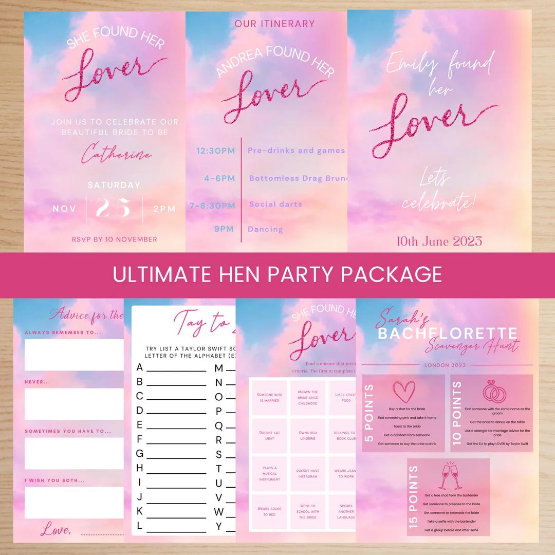 Lover Bachelorette Party Invitation & Itinerary Template Taylor Swift Hen Do She Found Her Lover ... | Etsy (US)