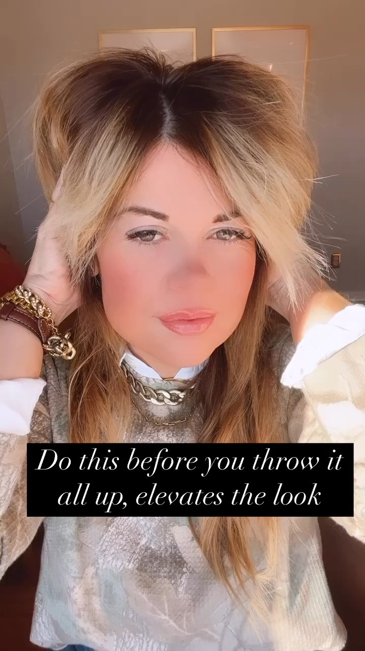 **Claw Clip Hairstyles: Effortless Glam is Back!**

Claw clips are officially topping the search charts—and I am *here* for it! There's something so effortlessly chic about pulling your hair back with a claw clip, especially when paired with a deep, glamorous bang. It's the perfect way to keep your look casual, yet elevated. 

I know what you're thinking—many of you commented on my last post saying that a pretty front like this kind of *defeats* the point of the claw clip's simplicity. But guess what? You *can* have both: effortless and beautiful. Trust me! My wolfy bangs are my secret weapon to glamorizing any look, and they’re SO easy to maintain. Plus, they’re only about 6 inches long, so you’re still getting that soft, face-framing look without all the fuss.

Now, let's talk about the camo trend. It’s definitely having its moment, and I'm all about adding some glam to those trending styles. I always love to elevate my outfits with bold accessories—think collars and chains. The collars in my videos are from Gap, and they are my top sellers by far! You ladies really love that collared look, and I can't blame you. It adds just the right amount of sophistication to any casual outfit.

And speaking of outfits, these jeans from Abercrombie are *everything*. High-waisted with a fit that pulls you in, they’re perfect for giving you that flattering shape. I love doing a sweater tuck for that polished yet laid-back vibe.

Ready to recreate this look? Drop a "SHOP" in the comments below, and I’ll help you get the pieces you need! Let’s make effortless beauty your new go-to. ✨

#LTKBeauty #LTKOver40 #LTKWorkwear