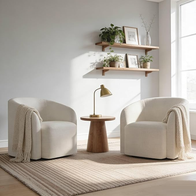 COLAMY Swivel Accent Chair Set of 2, Barrel Chair with Armrest, Comfy Round 360°Mondern Armchair... | Amazon (US)