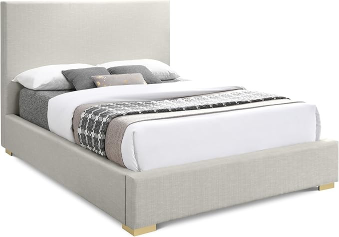 Meridian Furniture CrosbyBeige-K Crosby Collection Mid-Century Modern Linen Fabric King Bed Rich ... | Amazon (US)