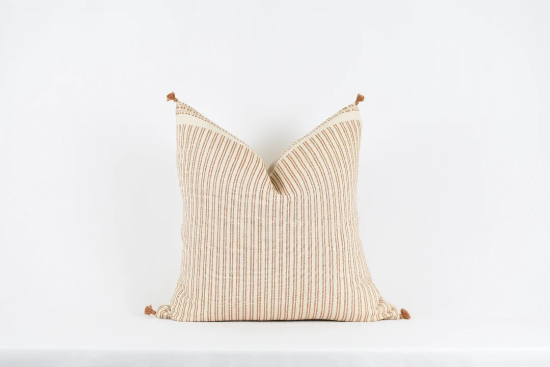 Joe Rust Woven Cotton Striped Pillow - California Cool, Modern Farmhouse | Etsy (US)