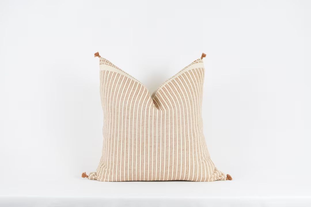 Joe Rust Woven Cotton Striped Pillow - California Cool, Modern Farmhouse | Etsy (US)