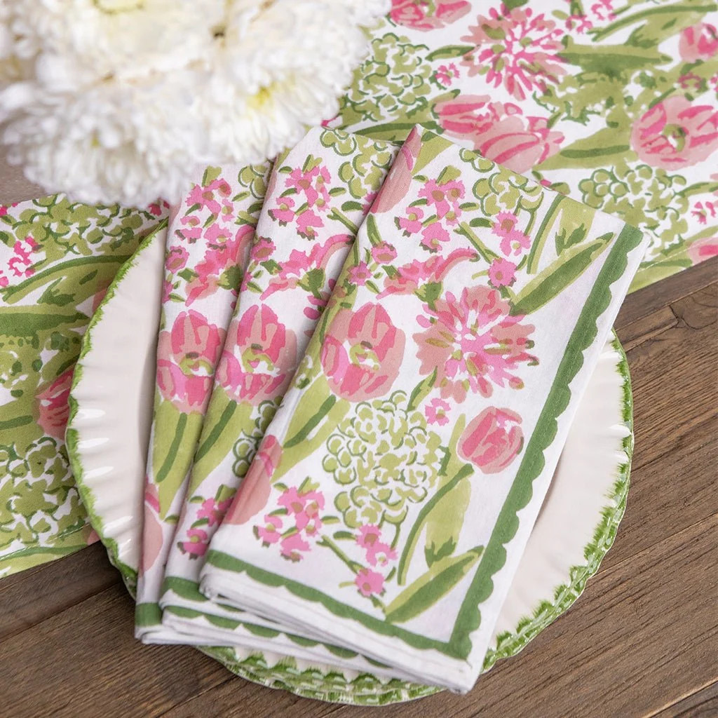 Bouquet Pink & Green Napkin | Set of 4 | Pomegranate