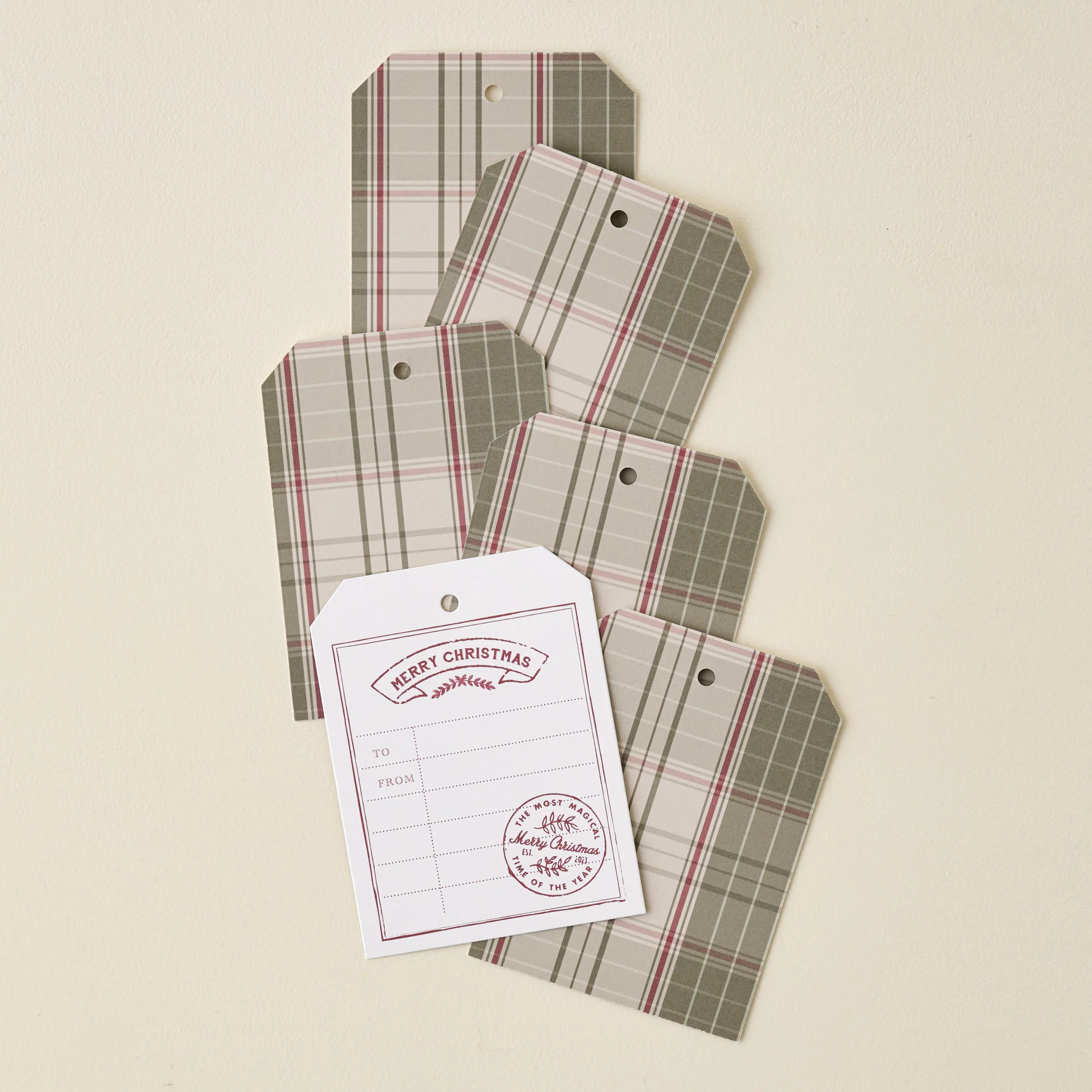 Settle In Block Print Green Plaid Gift Tag Set | Magnolia