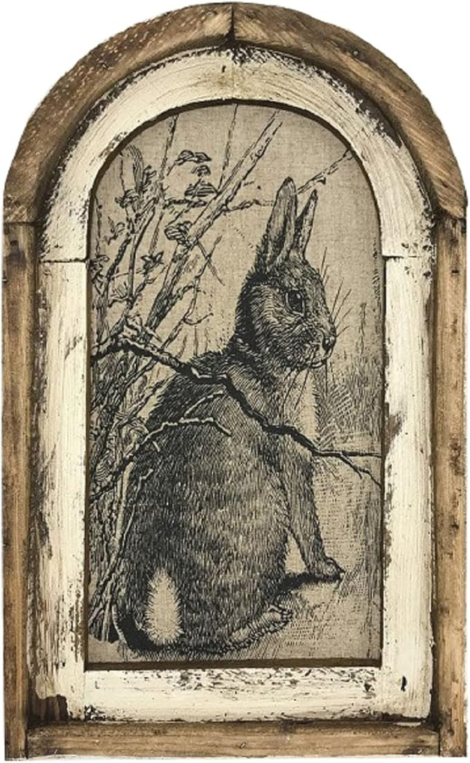 12 * 8 Inch Bunny Decor French Country Decor, Rabbit Wall Art Rustic Farmhouse Decor, Rustic Wood... | Amazon (US)