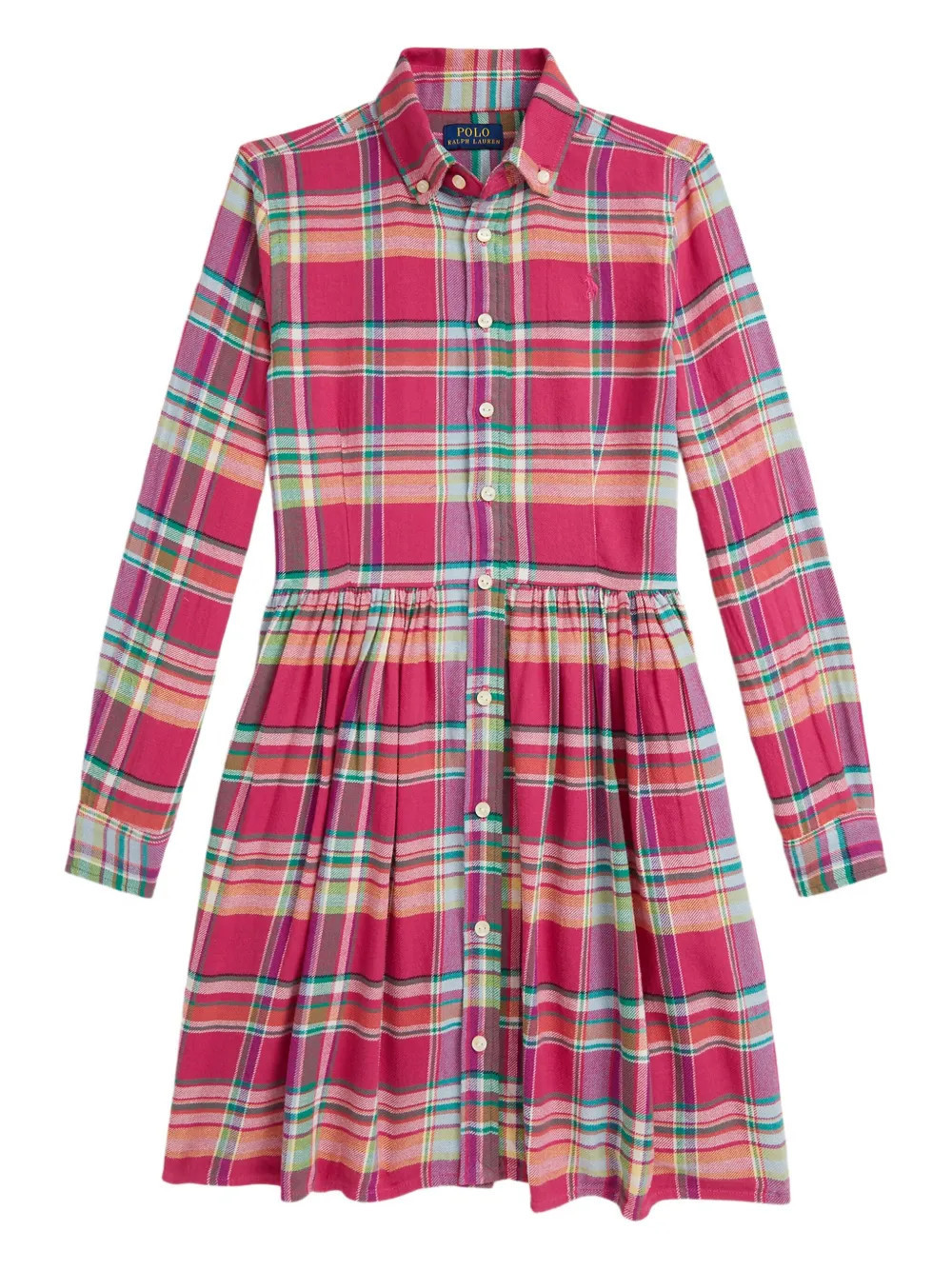 POLO RALPH LAUREN KIDS plaid button-down shirt dress - Pink | Farfetch Global
