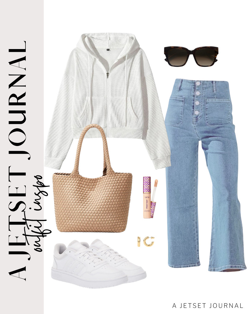 A white waffle-knit hoodie looks best with Sidefeel’s wide-leg jeans. Also, Tarte has an amazing concealer that is selling fast and is perfect for this look. Step into these Adidas sneakers and you’re good to go.


#LTKSeasonal #LTKSaleAlert #LTKTravel 

 