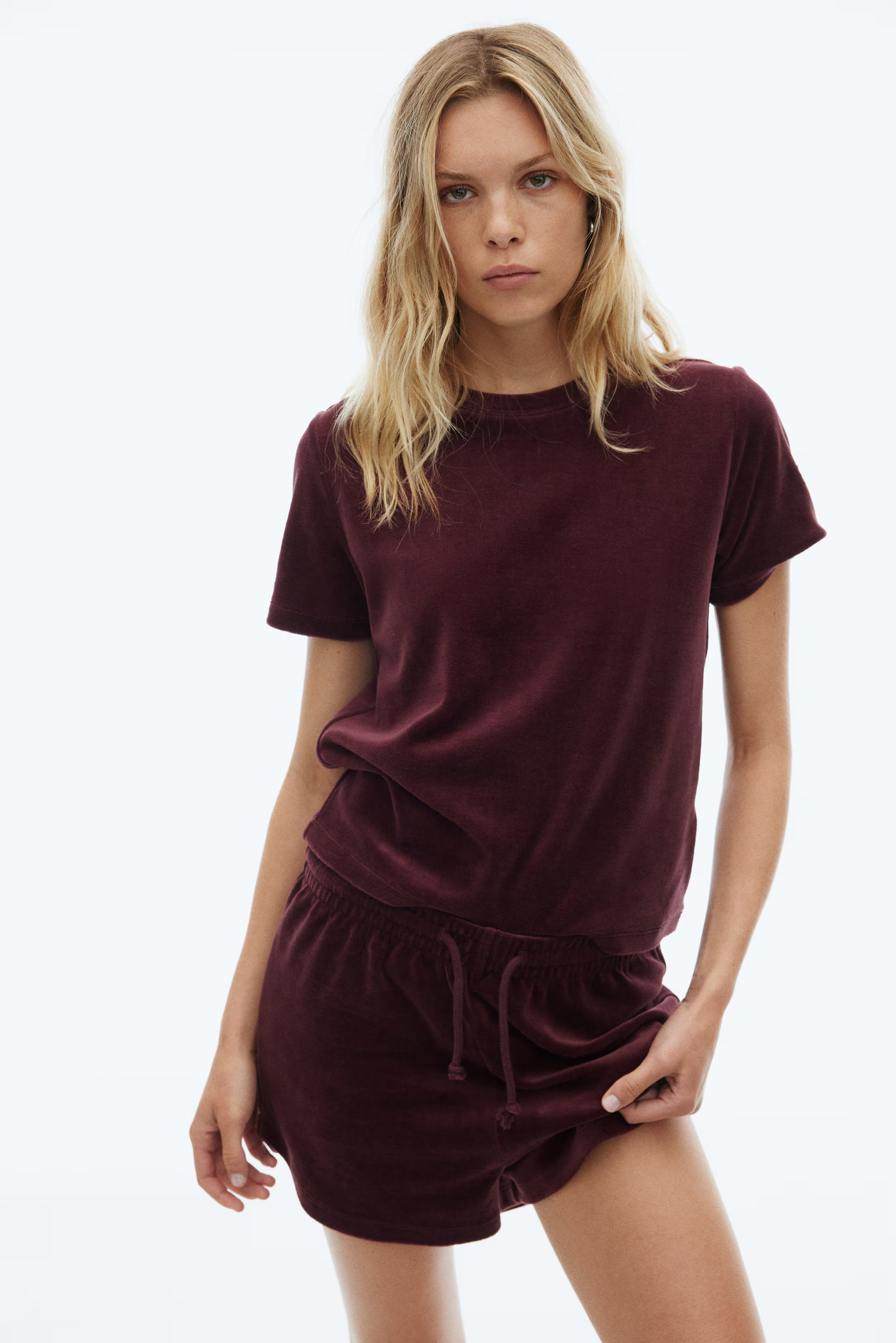 Velours T-shirt | H&M (DE, AT, CH, NL, FI)