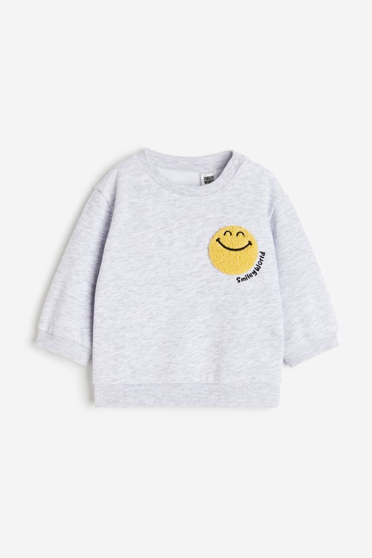 Sweatshirt with Motif - Gray melange/SmileyWorld® - Kids | H&M US | H&M (US + CA)