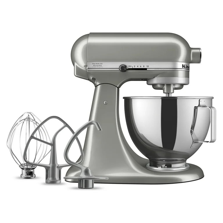 KitchenAid Deluxe Series 4.5 Quart Tilt-Head Stand Mixer with Stainless Bowl, Contour Silver, KSM... | Walmart (US)
