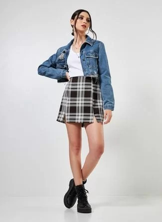 Saia Xadrez Fendinhas | Dafiti (BR)