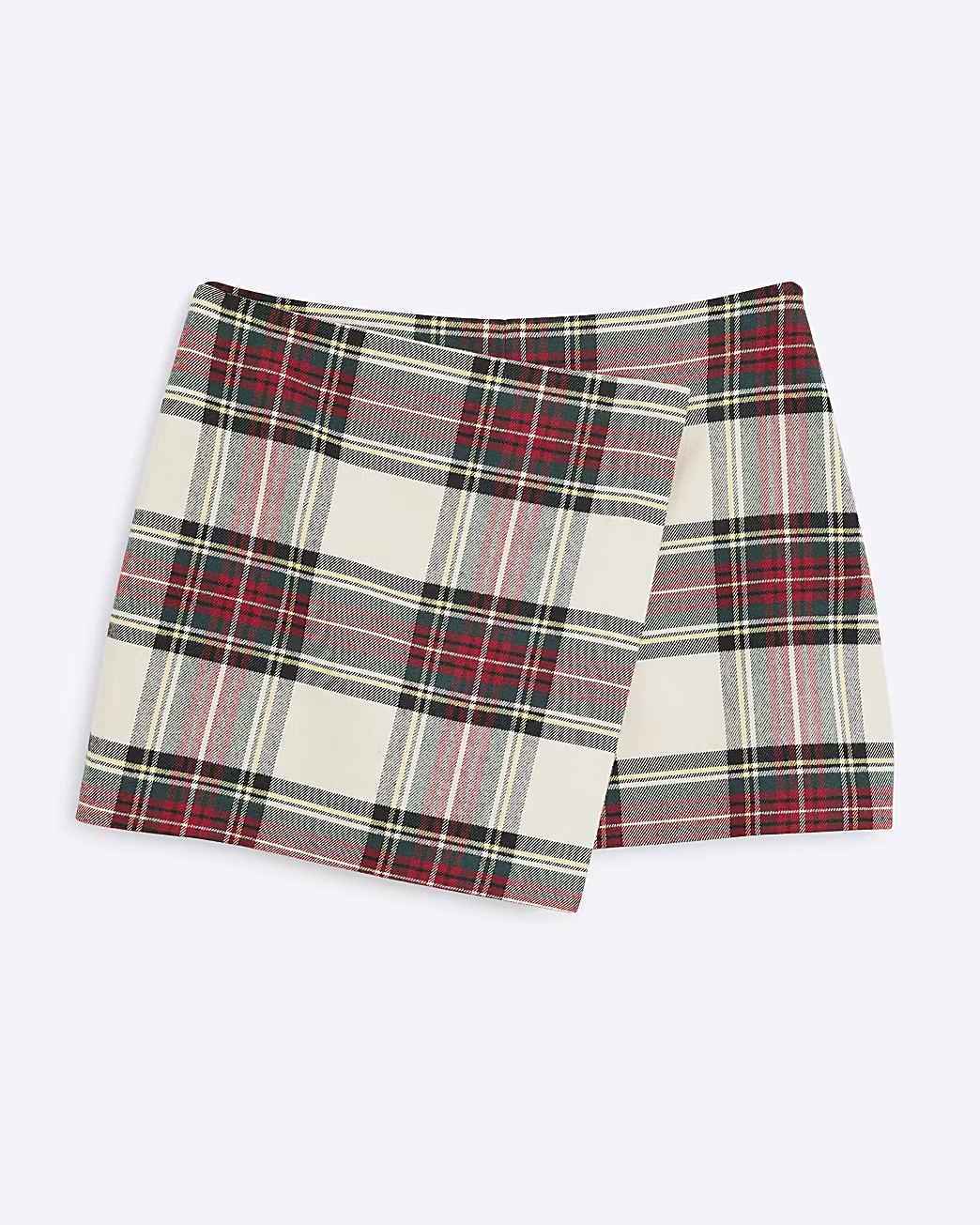 Cream Tartan Check Wrap Skort | River Island UK & IE