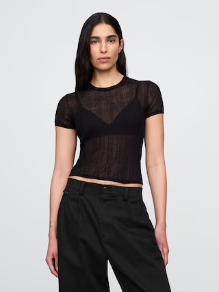 Sheer Rib Sweater T-Shirt | Gap (US)