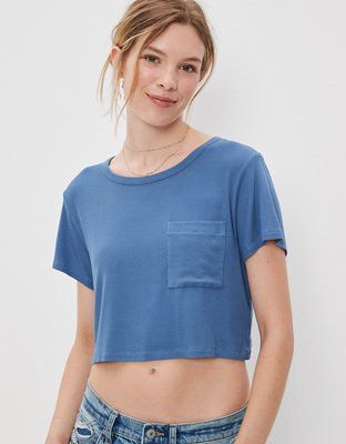 AE Cropped Soft & Sexy Pocket Tee | American Eagle Outfitters (US & CA)