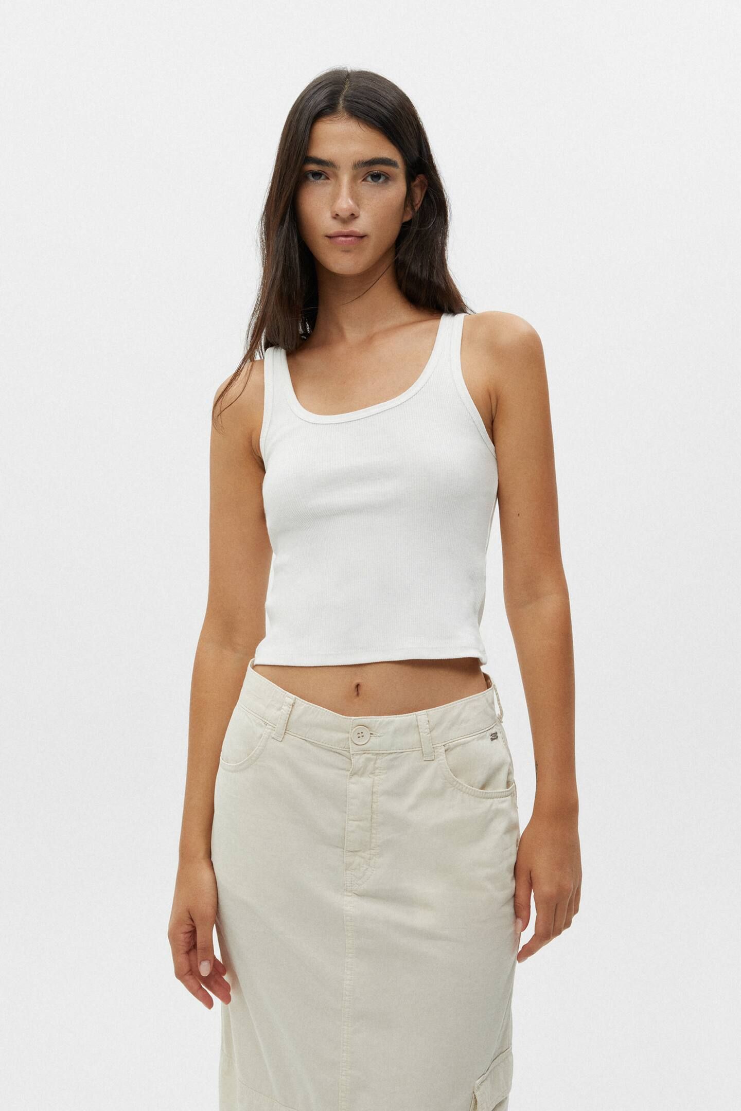 Basic ribbed strappy top | PULL and BEAR UK