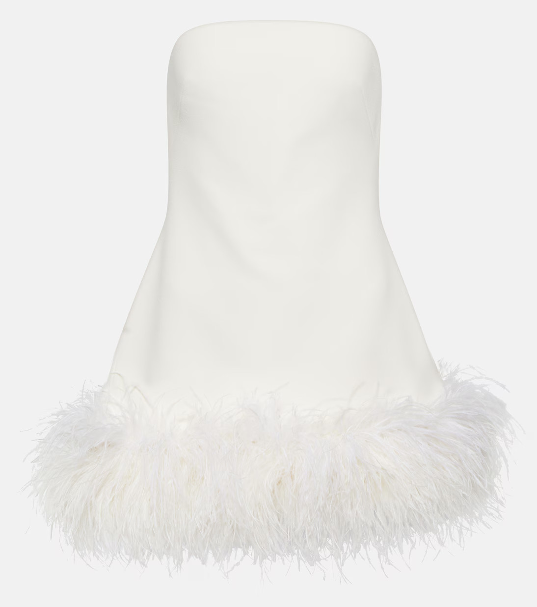 Feather-trimmed crêpe mini dress | Mytheresa (UK)