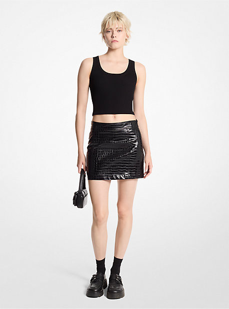 Crocodile Embossed Mini Skirt | Michael Kors US