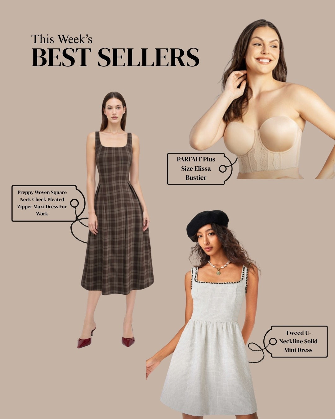 This week’s best sellers are officially that girl energy 🤍✨
A preppy plaid moment, the cutest tweed mini, and the most flattering bustier—your top-added-to-cart pieces of the week.

Tap to shop everything on LTK + save this post to build your winter capsule wardrobe.
These silhouettes are perfect for work, weekend plans, and holiday gatherings.

👜 Feminine • Classic • Timeless

#LTKfinds #LTKbestseller #LTKUnder100 #neutralwardrobe #capsulewardrobe #winterstyle #influencerfinds #shopltk

#LTKHoliday #LTKPlusSize #LTKFindsUnder50