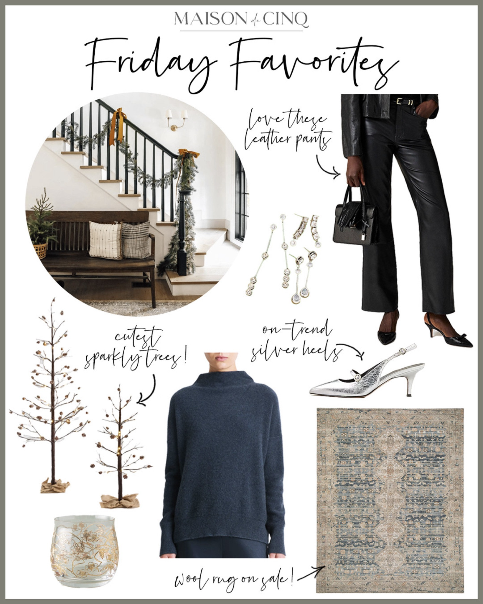 BLACK Friday Favorites and everything is on sale from 30-40% off! 
Holiday wear, Vince sweater, my fave black leather pants, McGee rug, Anthropologie, things from the Gift Guides and more!

Home decor, area rug, Christmas decor, holiday decor, sweater, holiday outfit, jewelry, earrings, date night outfit, party outfit 

#LTKHome #LTKGiftGuide #LTKCyberWeek