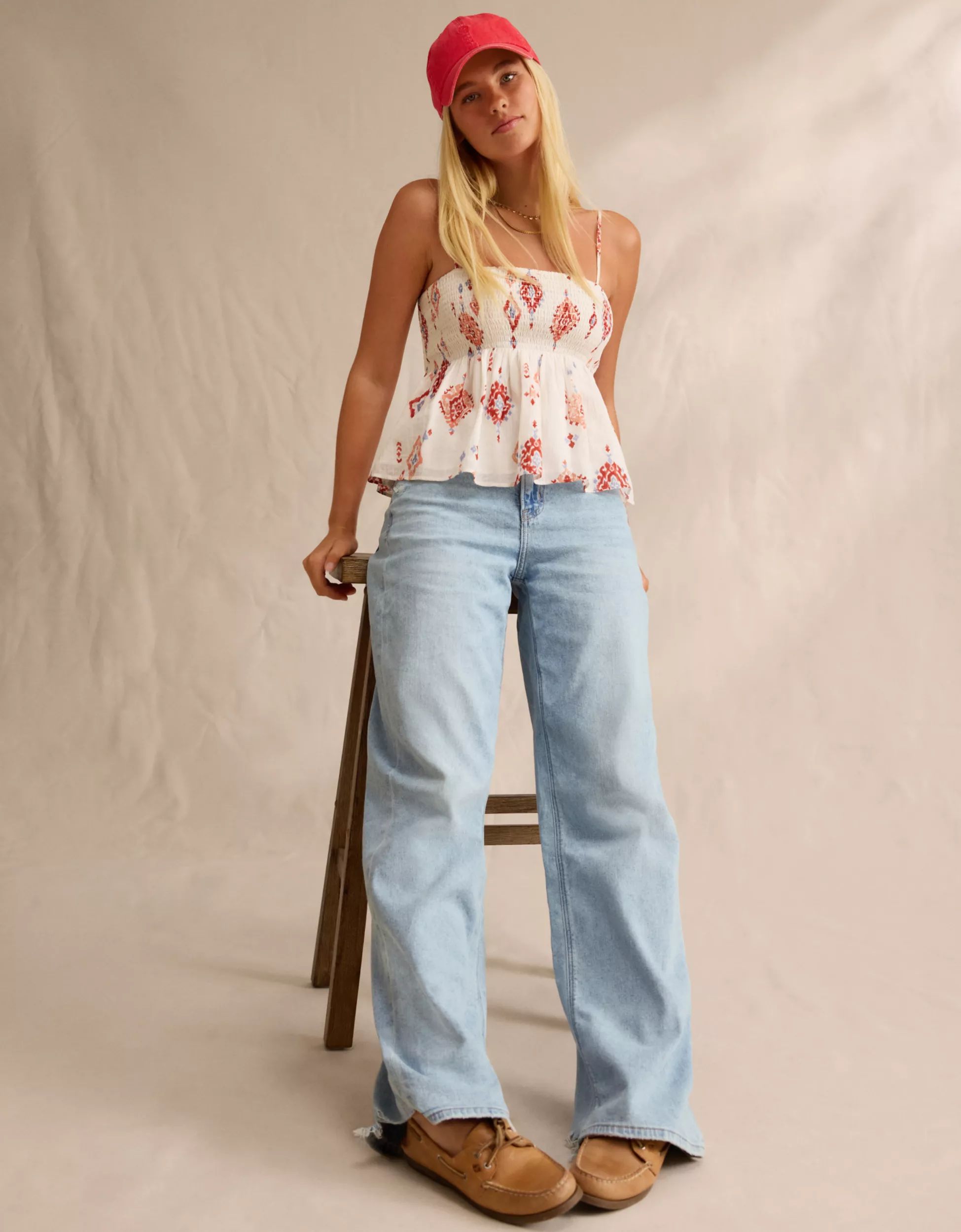 AE Dreamy Drape Stretch Super High-Waisted Baggy Wide-Leg Jean | American Eagle Outfitters (US & CA)