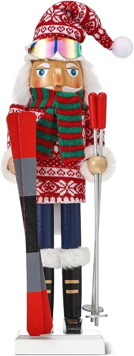 Yousoontic 15 Inch Skiing Nutcracker Wood Christmas Decor Traditional Wooden Nutcracker Christmas... | Amazon (US)