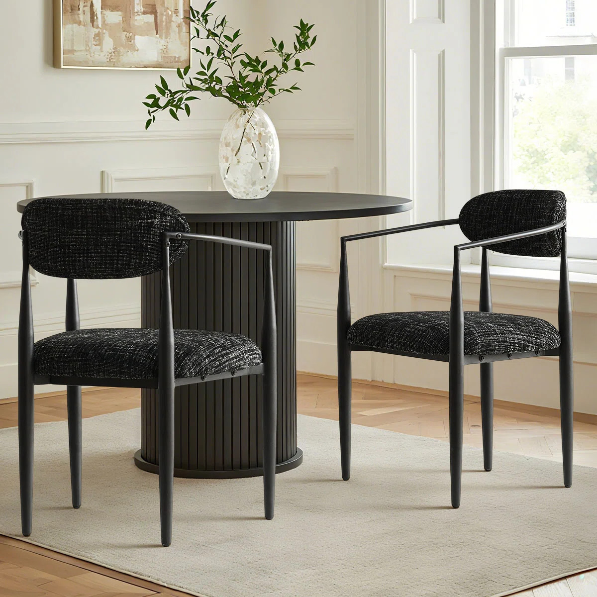 Upholstered Dining Armchairs with Metal Frame | Wayfair North America
