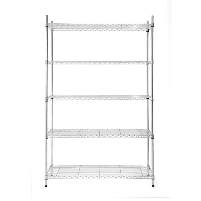 Style Selections Steel 5-Tier Utility Shelving Unit (47.7-in W x 18-in D x 72-in H), Chrome | Lowe's