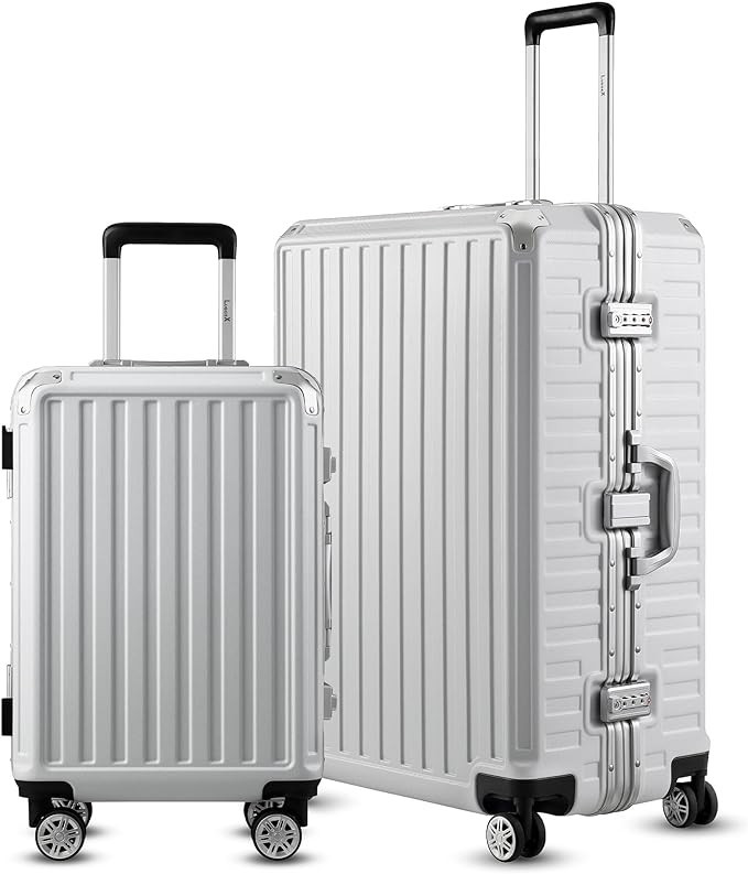 LUGGEX Luggage Sets 2 Piece with Aluminum Frame, Polycarbonate Zipperless Carry On and 28 inch Ch... | Amazon (US)