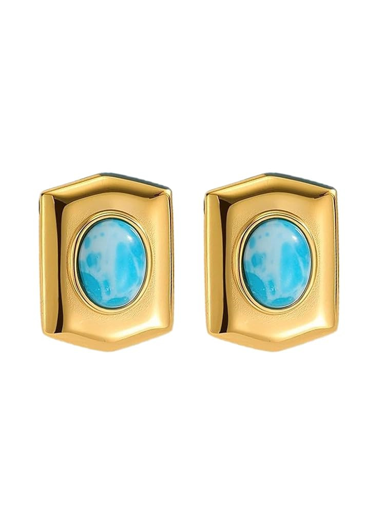 Gold and Turquoise Stud Statement Earrings | Amazon (US)