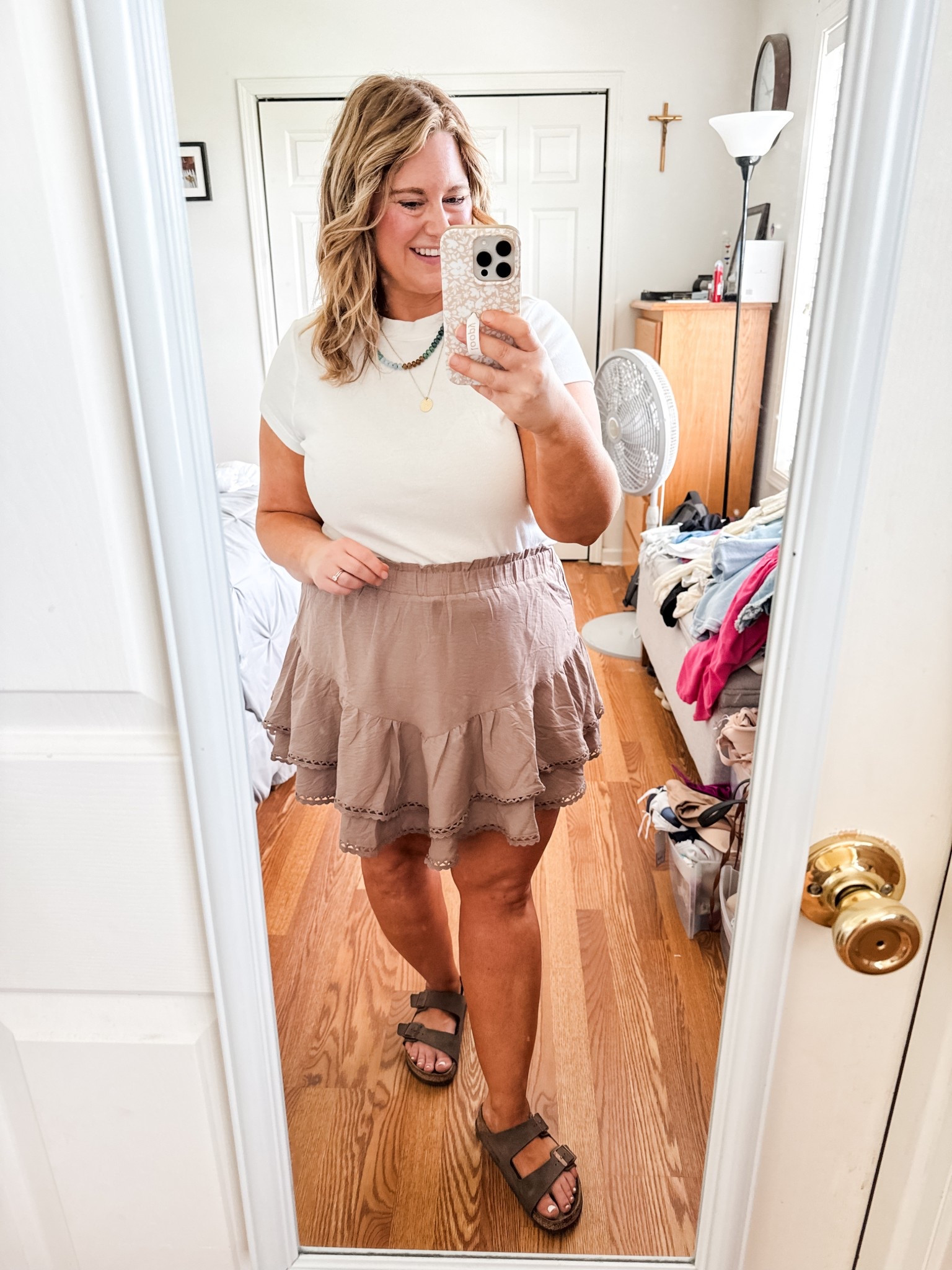 I love this little skort! Wearing an XL.  Wearing an XL in my ribbed tee too

#LTKFindsUnder50 #LTKStyleTip #LTKMidsize