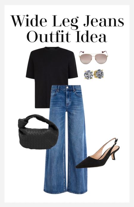Wide leg denim jeans outfit idea black slingback kitten heels hobo Jodie bag Amazon find 

#LTKover40 #LTKmidsize #LTKshoecrush