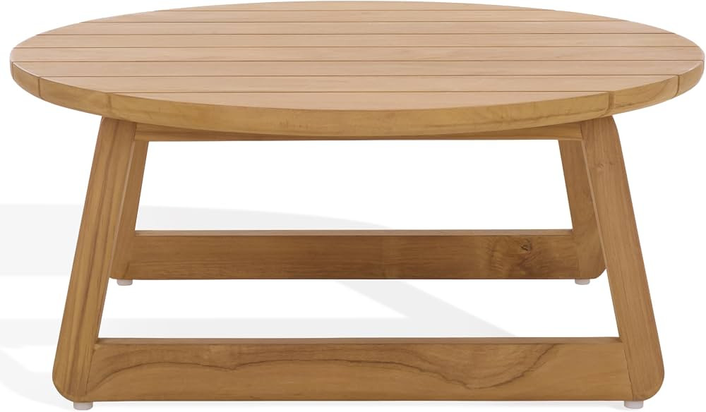 SAFAVIEH Couture Outdoor Patio Furniture Collection \u2013 Gale Teak Solid Wood Round Slatted Top... | Amazon (US)